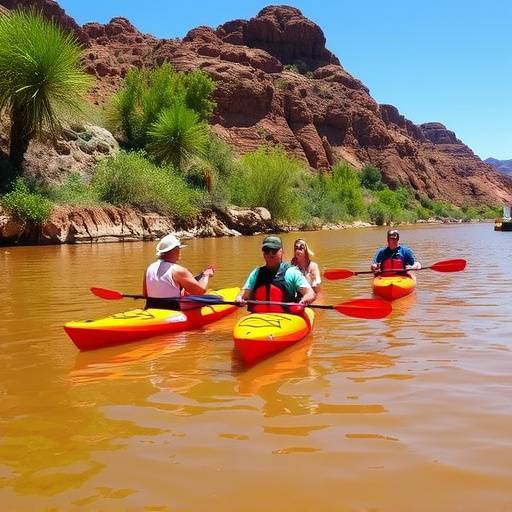 A group kayaking on the Orange River