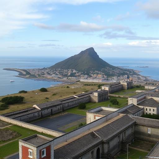 A view of Robben Island from the mainland, showing the prison where Nelson Mandela was held