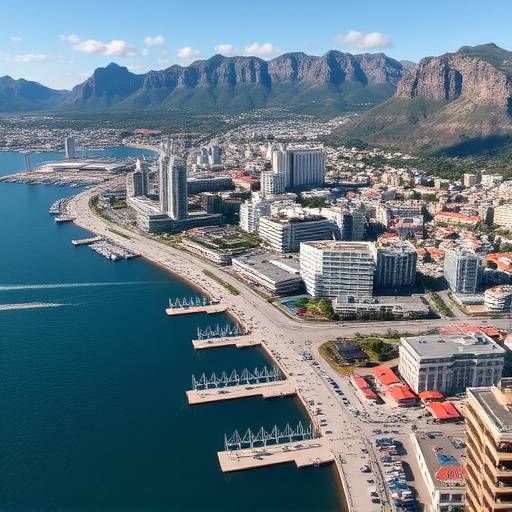 Aerial view of Cape Town City and waterfront