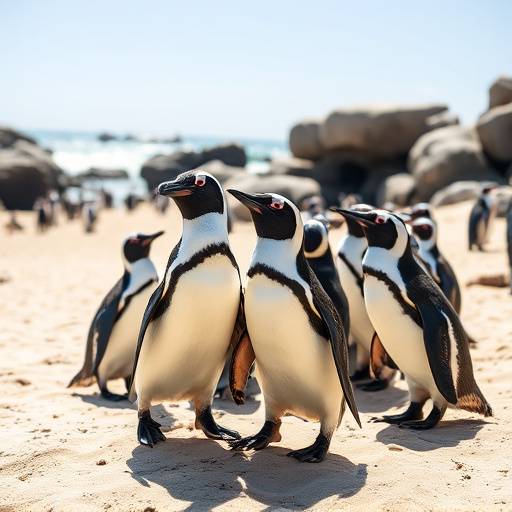 African penguins on Boulders Beach near Cape Town