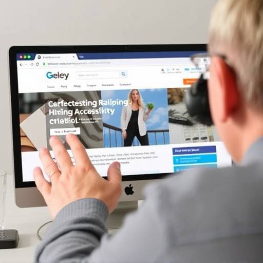 Image depicting a person using a screen reader to navigate a website.