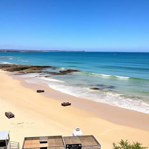 Port Elizabeth's beachfront with sandy beaches and the Algoa Bay in the background