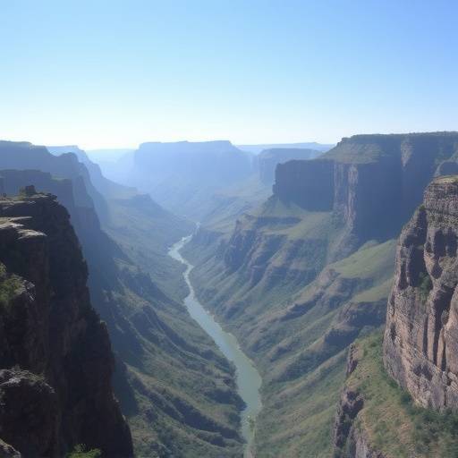 The Blyde River Canyon, showcasing its dramatic cliffs and the Three Rondavels